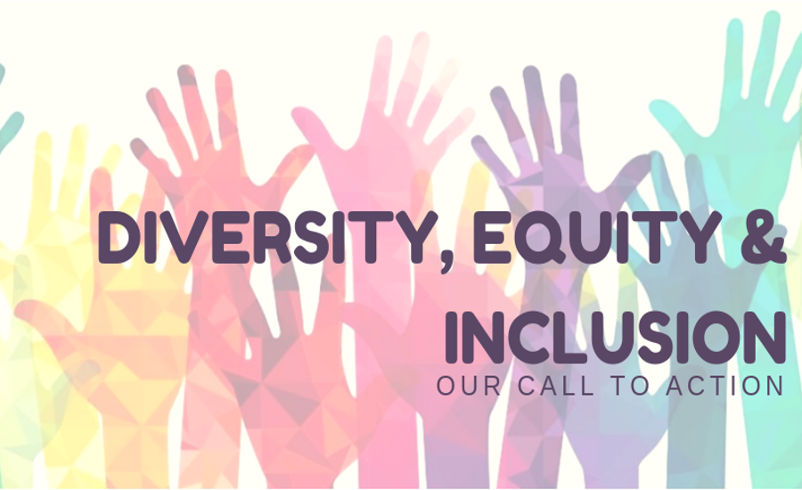 Colorful raised hands symbolizing Diversity, Equity, and Inclusion (DEI) initiatives and community engagement.